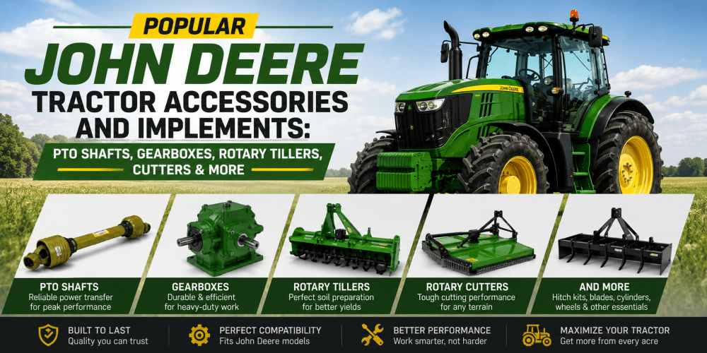 Popular John Deere Tractor Accessories and Implements: PTO Shafts, Gearboxes, Rotary Tillers, Cutters & More - FIMIC Implement LLC