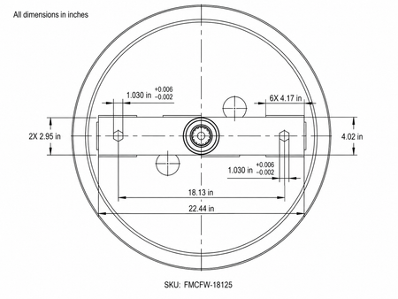 FMCFW-18125 replacement for John Deere AW34305 stump jumper dimensions in inches