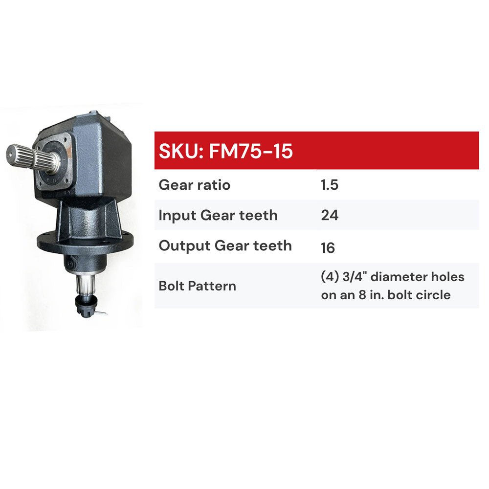 Gearbox Fits Most John Deere Rotary Mower MX8, ratio 1.5 (China-made style) - FIMIC Implement LLC