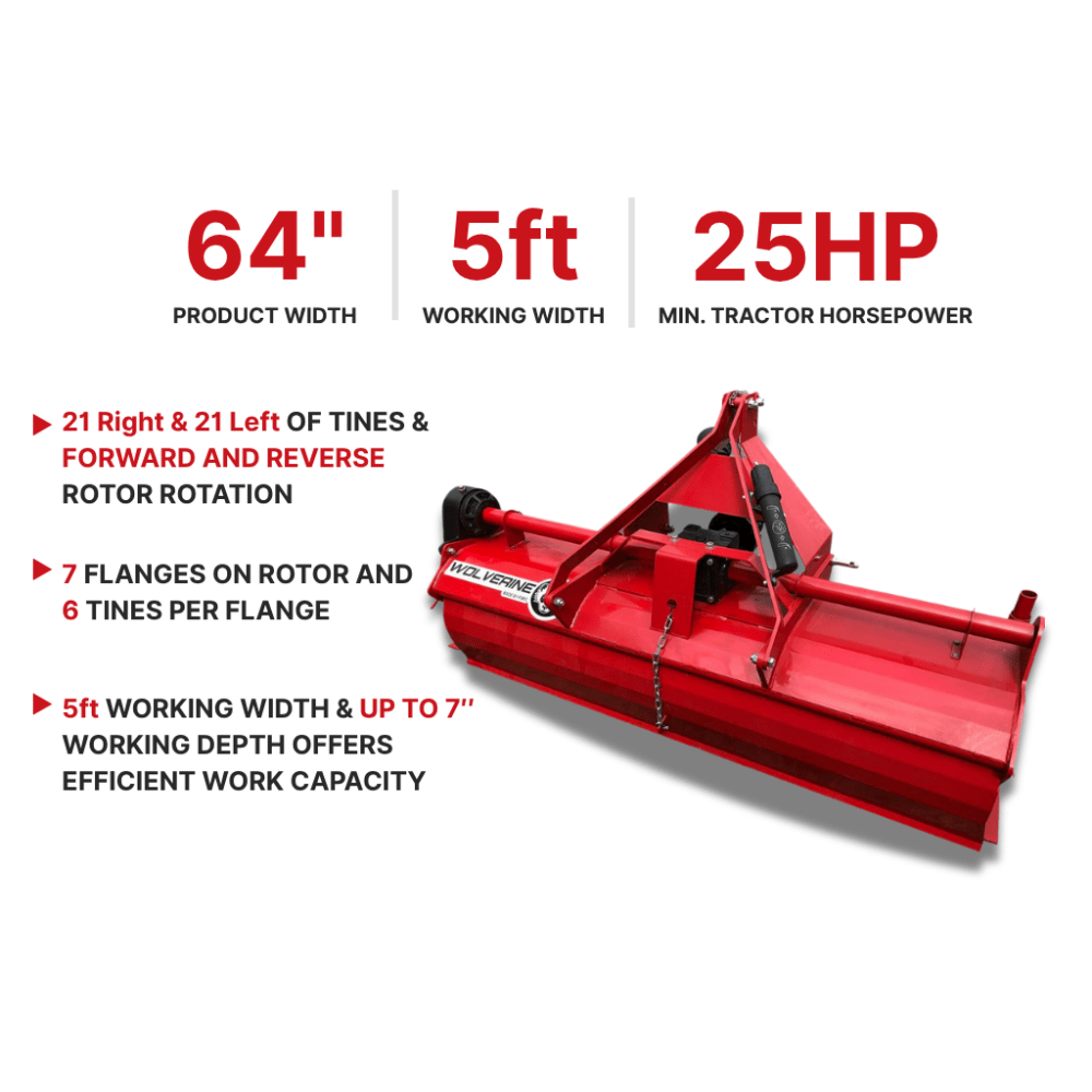 Wolverine FMCRT-G05 5ft Rotary Tiller (Ship with No Lift-gate Service)