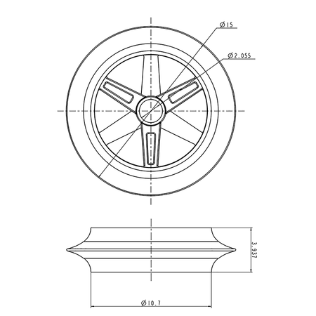 15" Cultipacker Wheel, 4" wide x 2" Smooth Hole Version - FIMIC Implement LLC