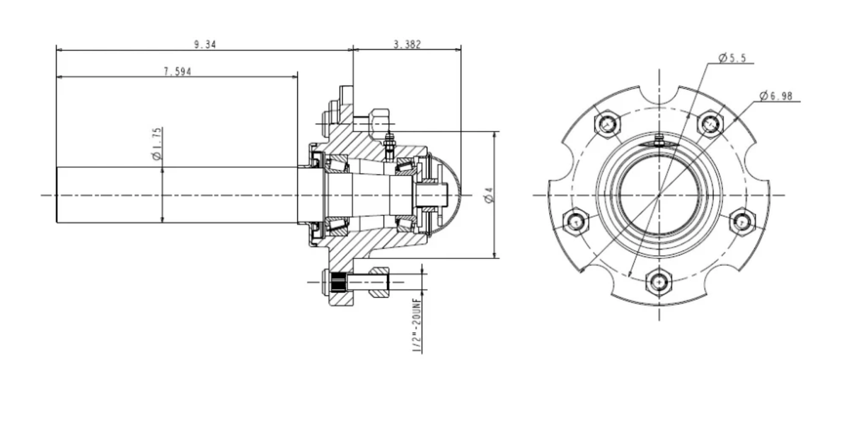 25 - 5 / 5 Bolted Hub with Bearings & Spindle Assembly - FIMIC Implement LLC