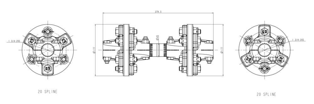 CB - 10 / 10ft Rotary Cutter Coupler 12 Splines for both ends - FIMIC Implement LLC