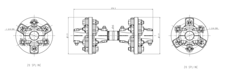 CB - 10 / 10ft Rotary Cutter Coupler 12 Splines for both ends - FIMIC Implement LLC