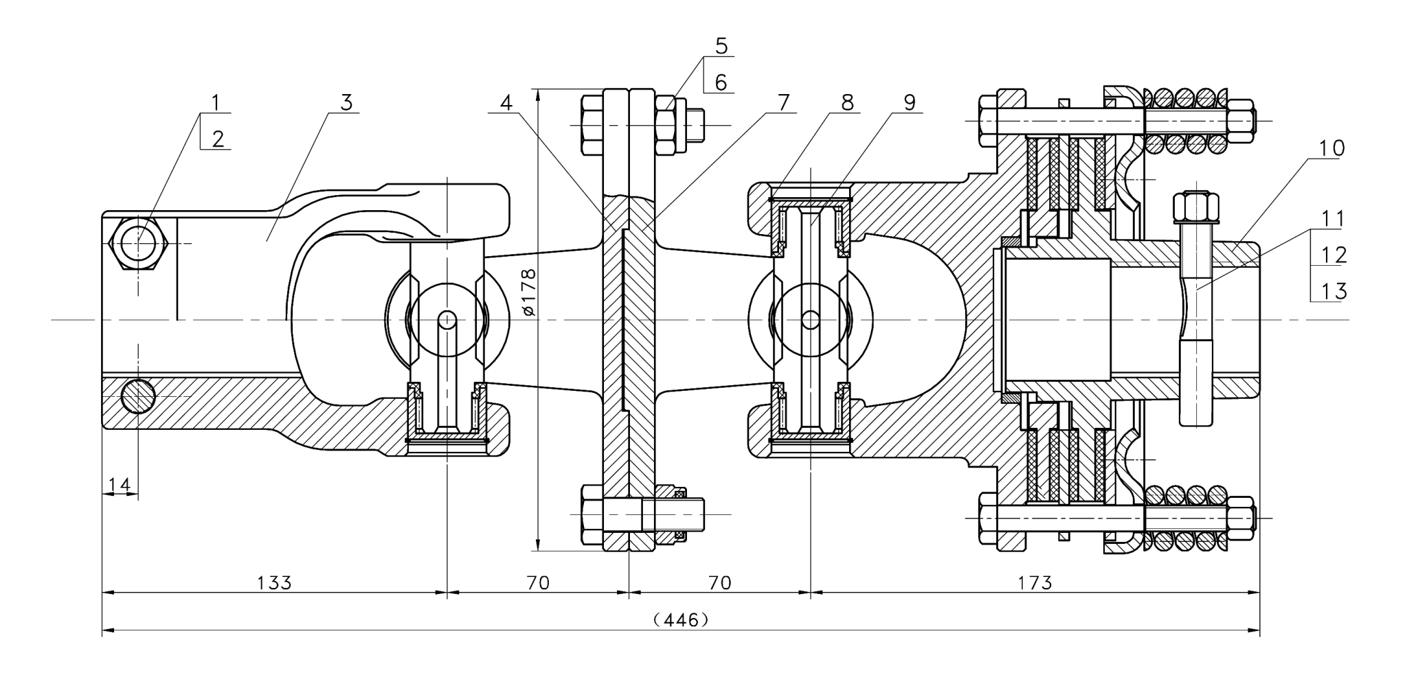 CB - 15 - 20 / 15ft Batwing Center Driveshaft Coupler - FIMIC Implement LLC