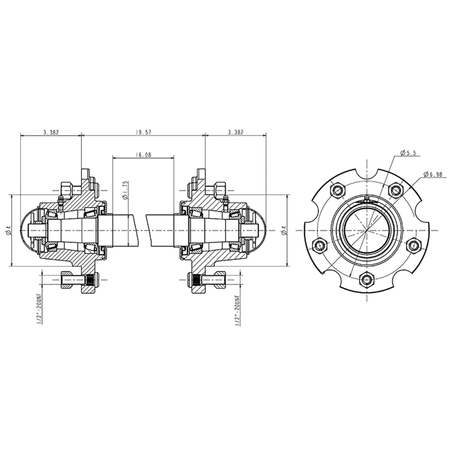 G25 - 5 - Dual / 5 Bolted Hub with Bearings & Spindle Assembly - FIMIC Implement LLC